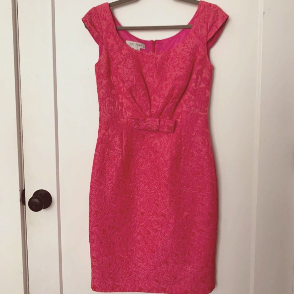 VTG bubblegum pink jacquard structure wiggle dress